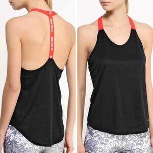 Nike Just Do It Dri-fit, Loose Fit Black, Red, and White Workout Top Size M